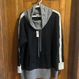 Talbots Black and Gray Cowl Neck Sweater NWT